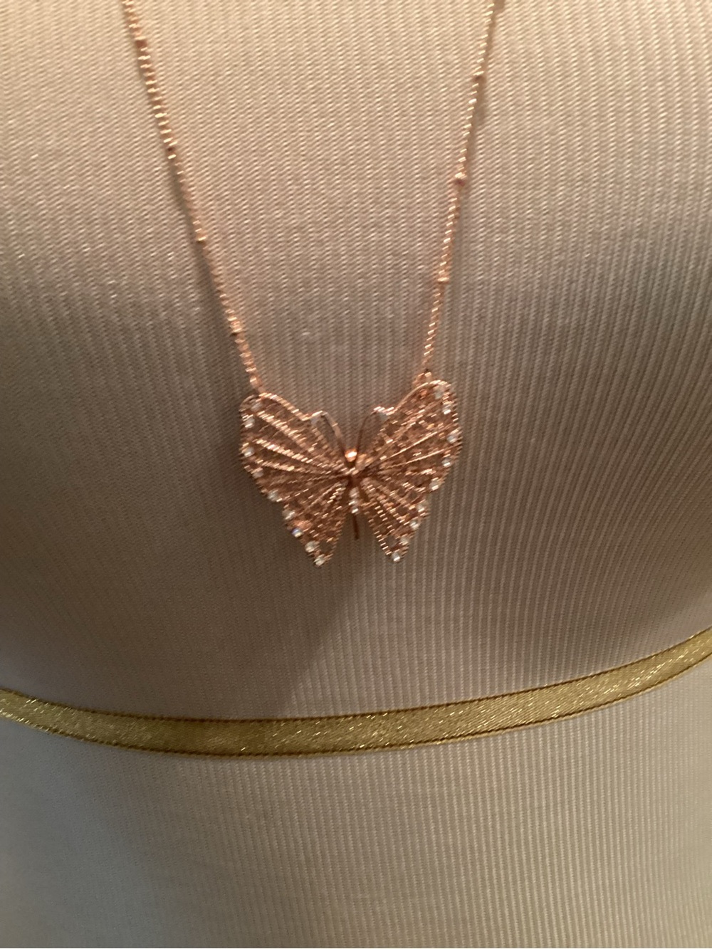 LC Lauren Conrad Rose Gold Tone Butterfly Necklace with Crystal Accents